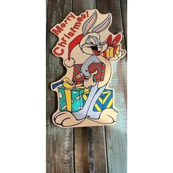 Vintage Yard Sign Bugs Bunny Merry Christmas Impact Plastics 1998 - Picture 1 of 16